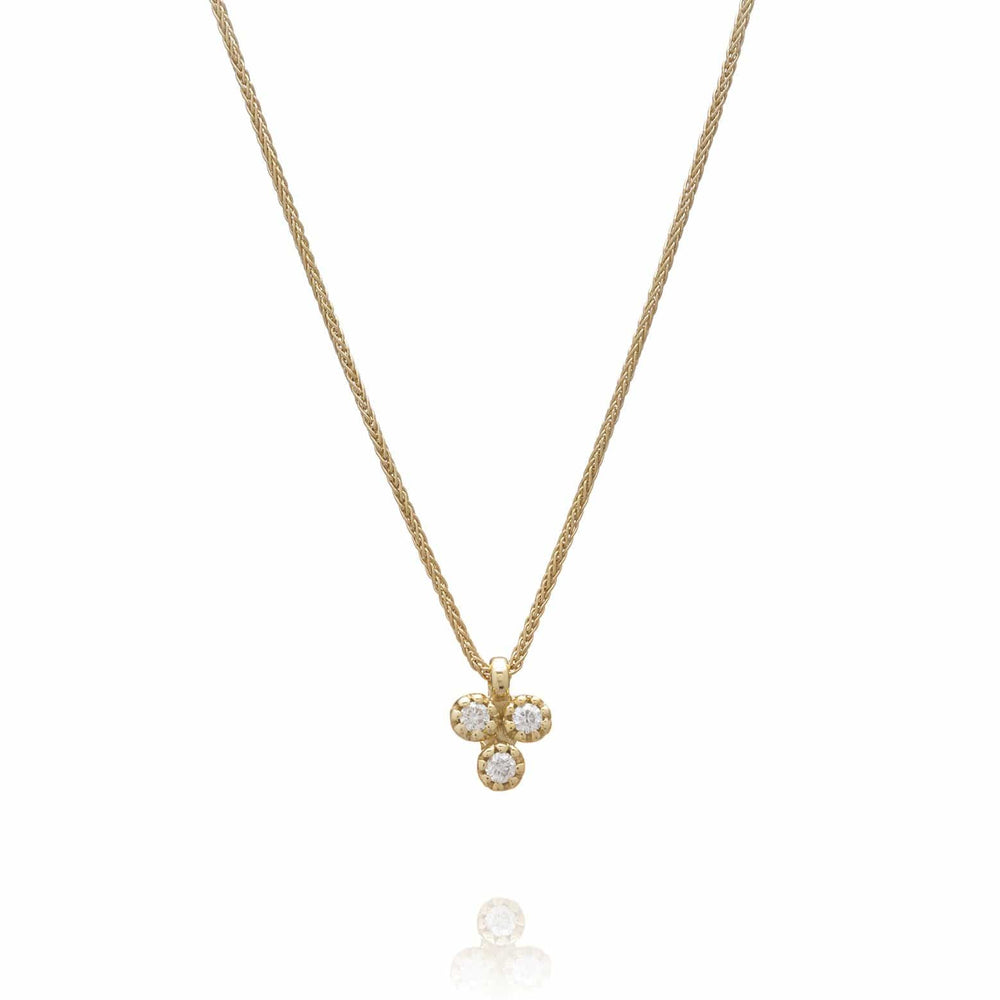 Delicate Collection 14KT YG 3 Diamonds Medium Pendant Necklace