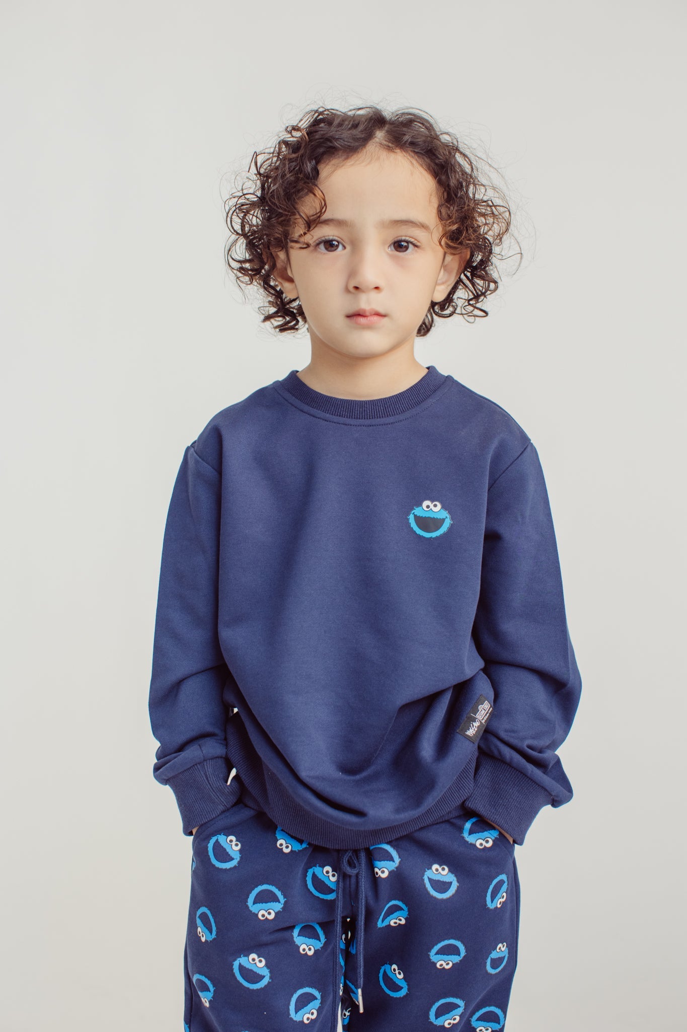 Navy Blue Cookie Monster Pullover and Jogger Kids Set#N#– Mossimo PH