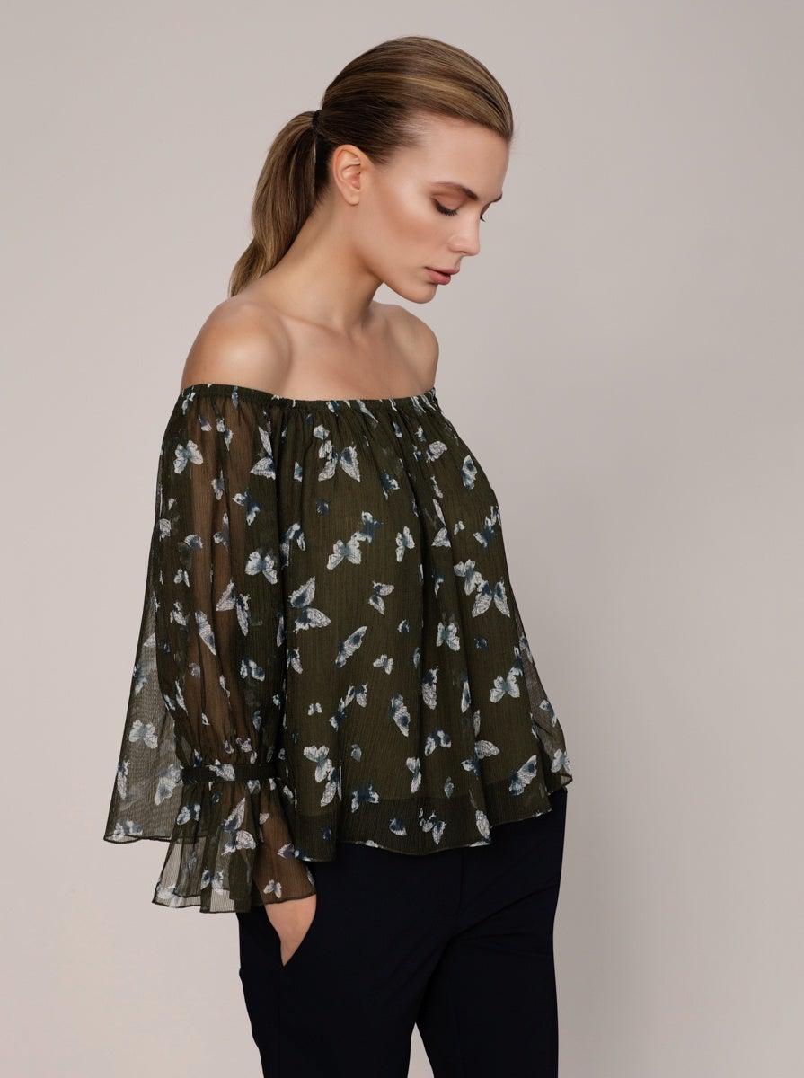 Roman Olive Butterfly Shift Top. 1