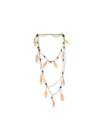 Roman Layered Pink Feather Necklace. 1
