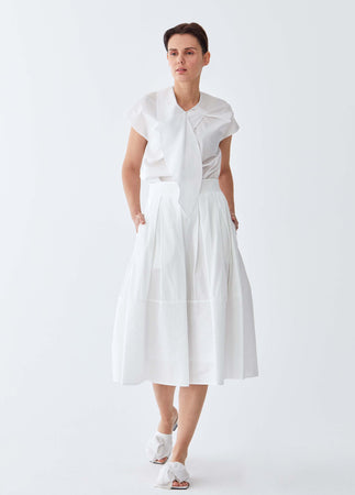 Roman White Cotton Tea Skirt. 1