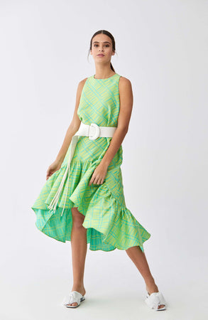 Roman Hi-Low Lime Mermaid Dress. 1