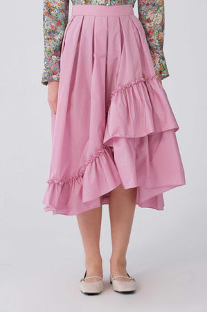 Roman Uneven Pink Midi Skirt. 1