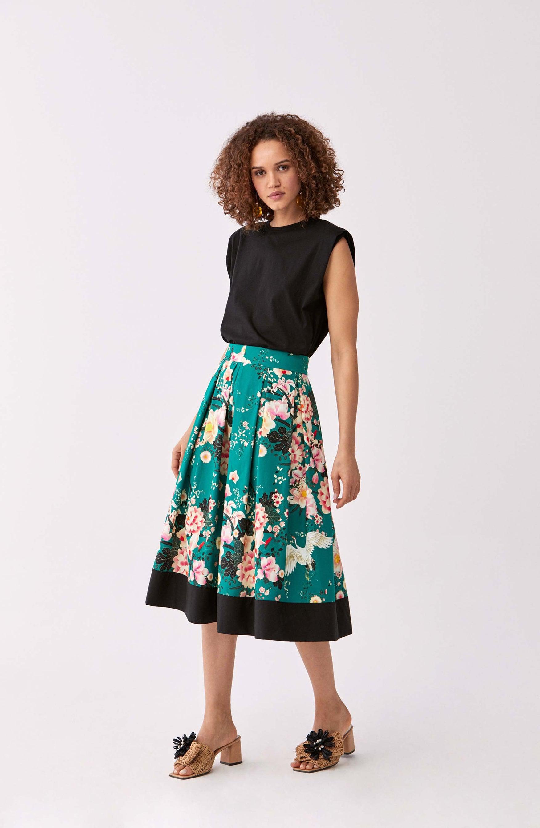 Roman Teal Blossom Tea Skirt. 1