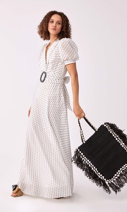 Roman Polka Dot Puff Sleeve Sundress. 1