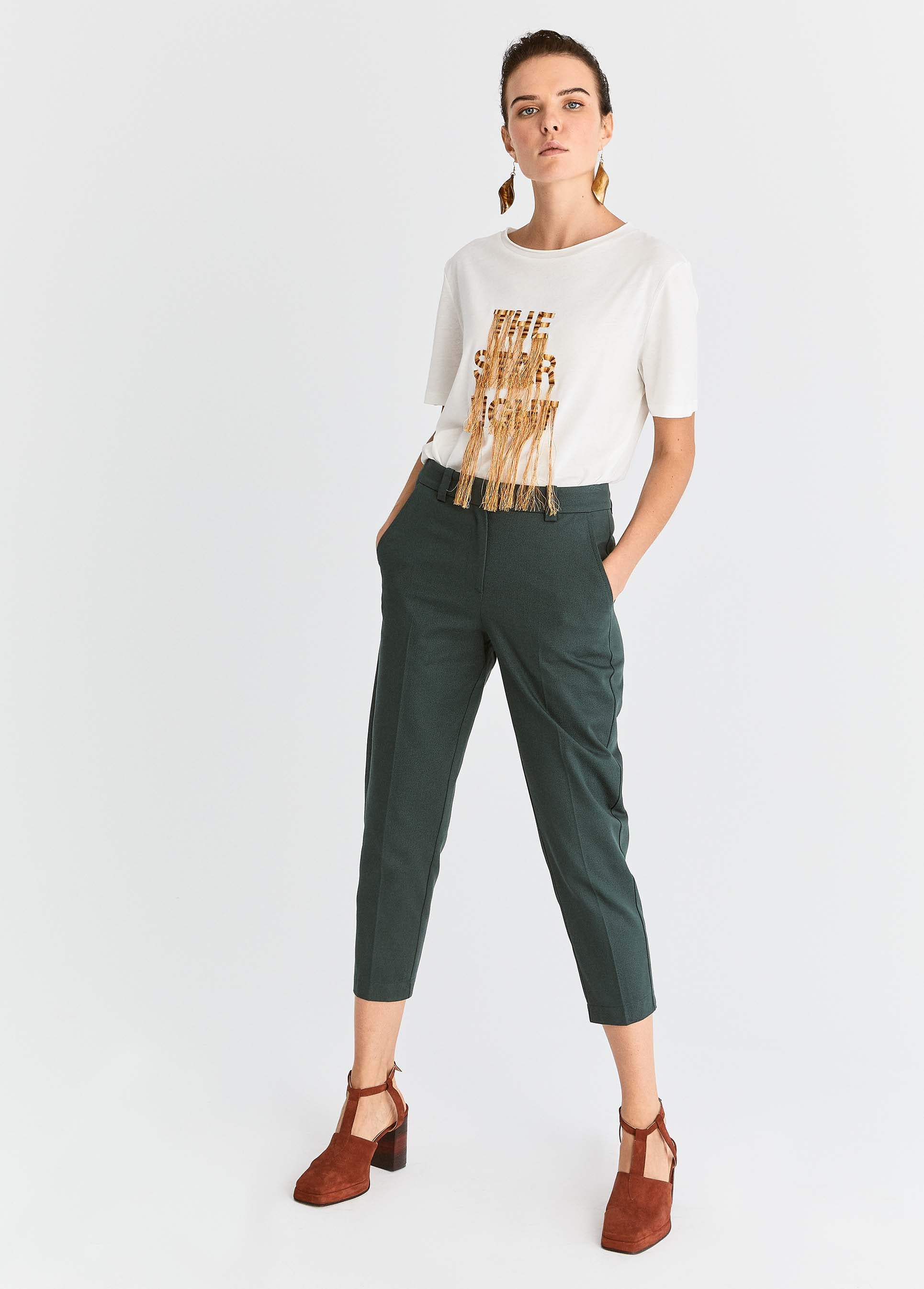 Roman Green Tapered Cropped Pant. 1