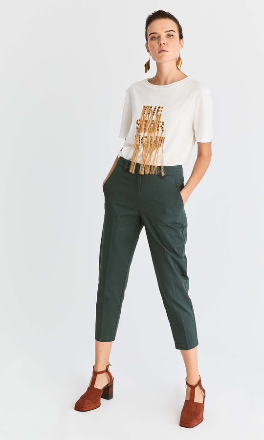 Roman Green Tapered Cropped Pant. 1