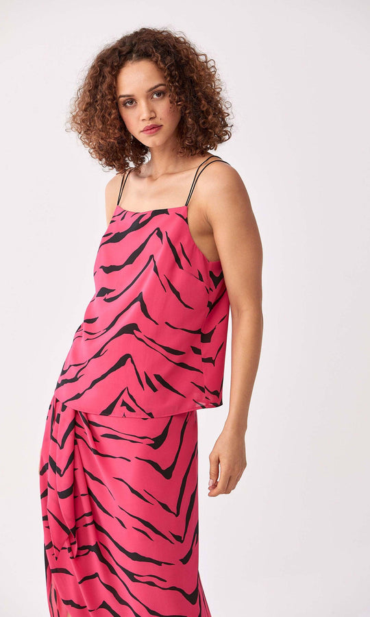 Roman Fuchsia Sleeveless Tiger Striped Top. 1