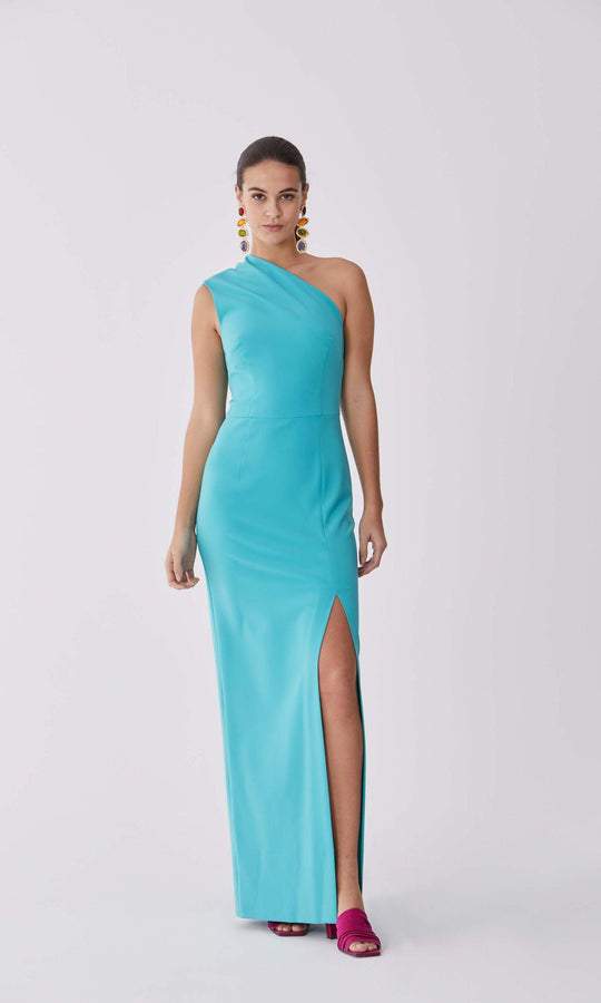 Roman Asymmetric Sheath Pastel Gown. 4