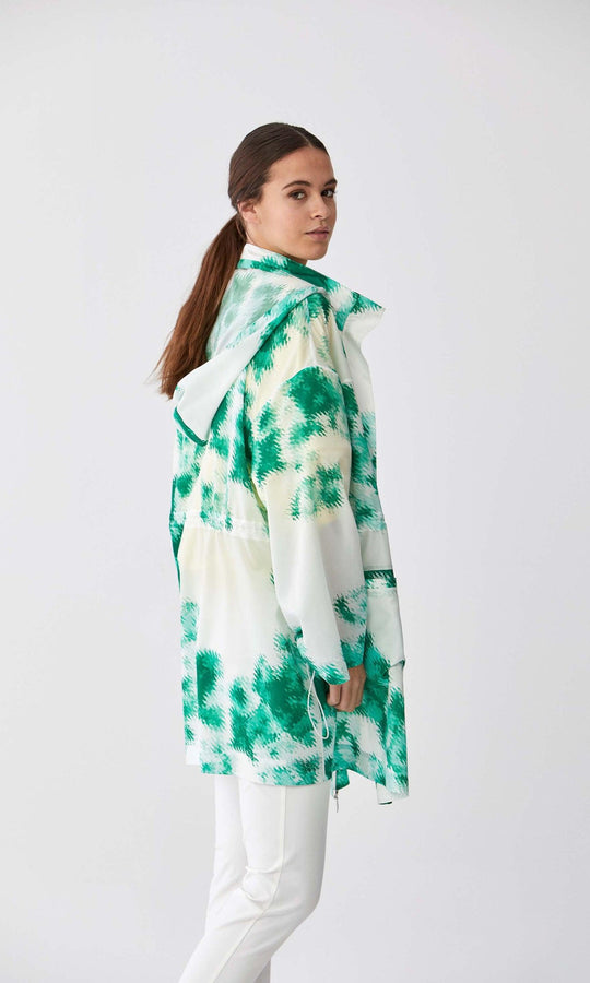 Roman Botanic-Pixel Longline Raincoat. 1