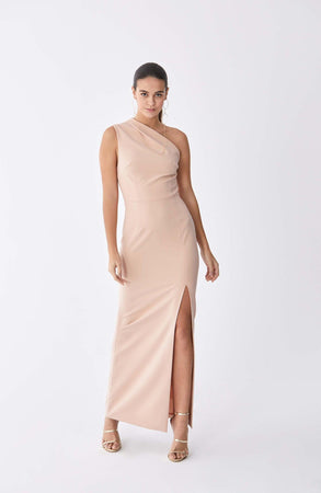 Roman Asymmetric Sheath Pastel Gown. 1