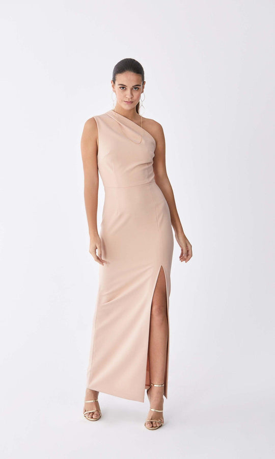 Roman Asymmetric Sheath Pastel Gown. 1