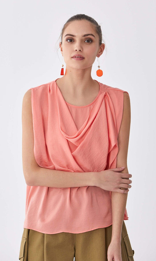 Roman Sleeveless Draped Panel Blouse. 3