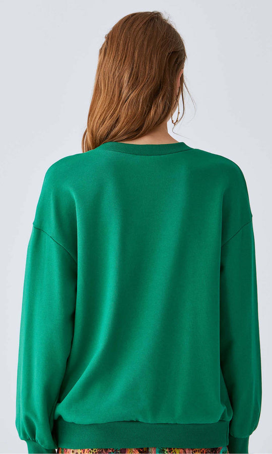 Roman Buckle-Hem Emerald Crewneck. 3