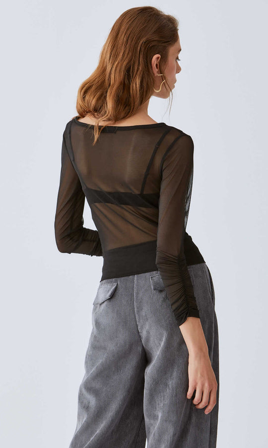 Roman Sheer Black Wrap Top. 4