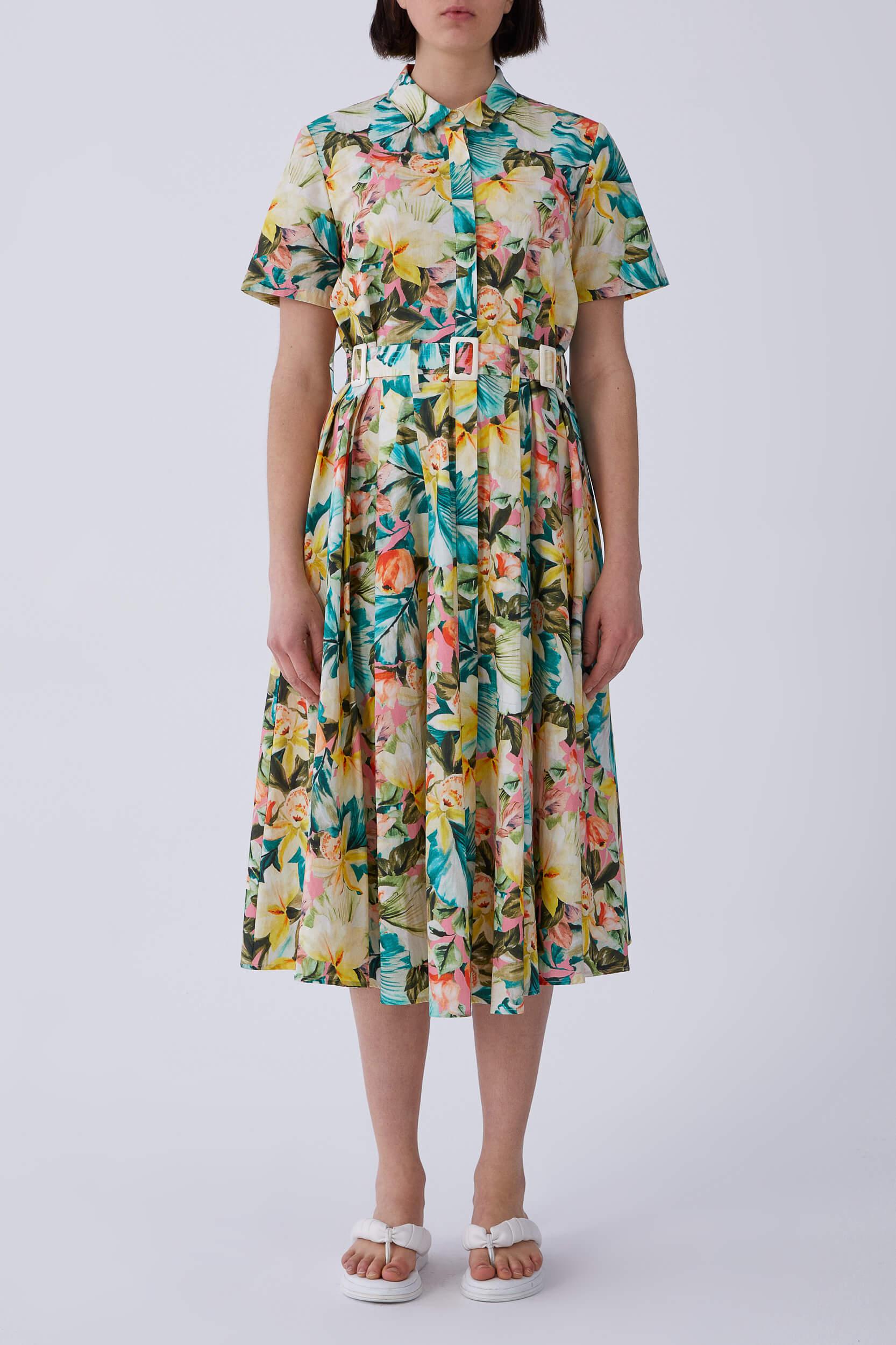 Roman Multicolor Tropical Maxi Dress. 1