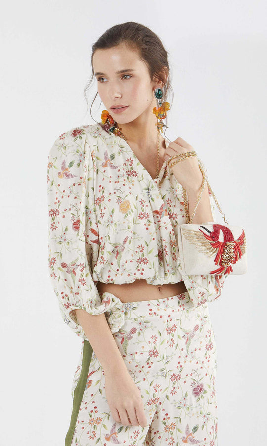 Roman Dainty Floral Cropped Blouse. 1