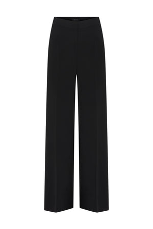 Roman Crepe Black Women's Wide-leg Pants. 1