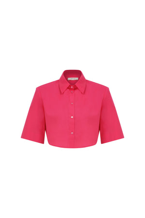 Roman Crop Poplin Fuchsia Women's Shirt. 1