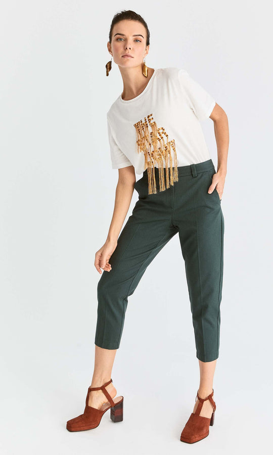 Roman Green Tapered Cropped Pant. 3