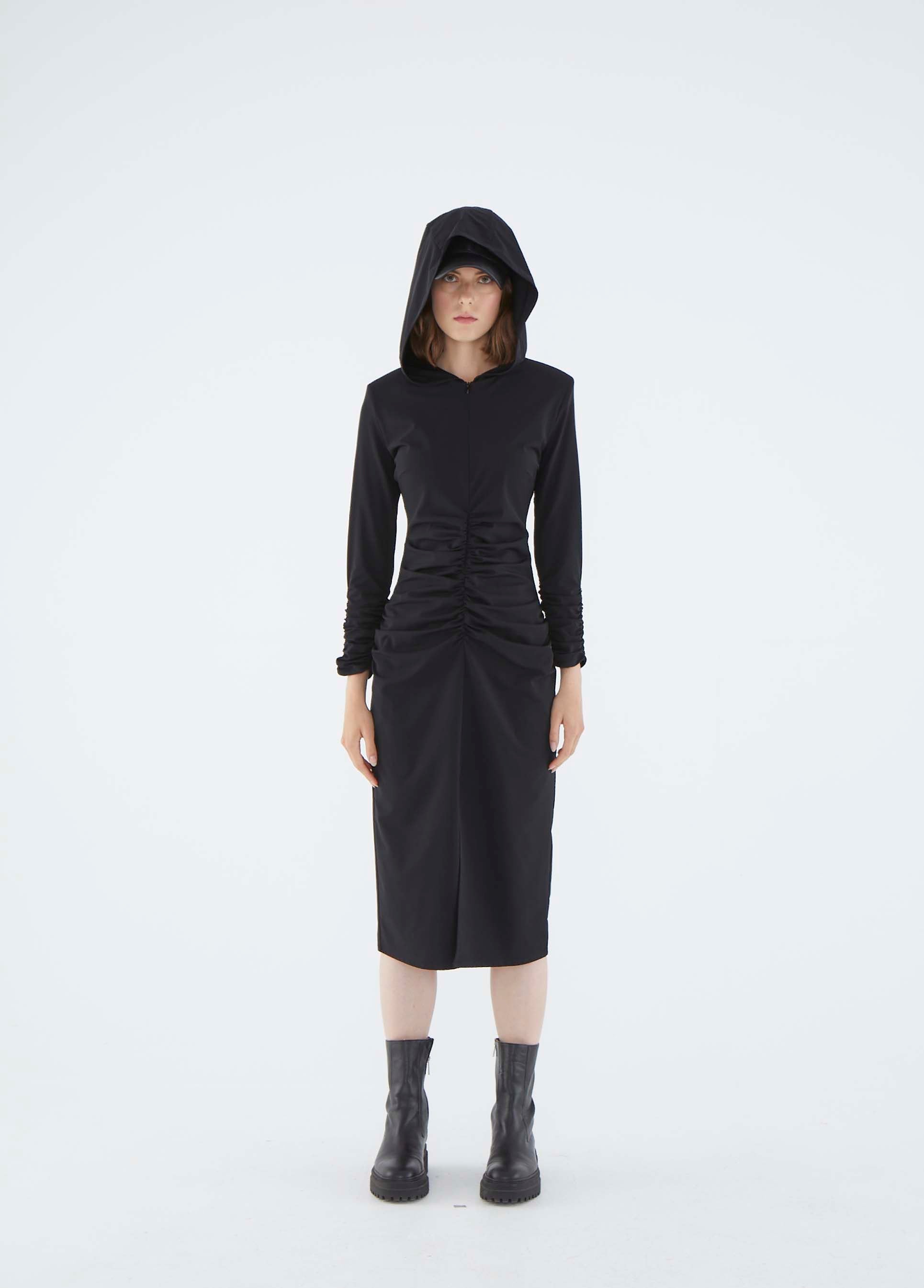 Roman Hooded Midi Dress. 2