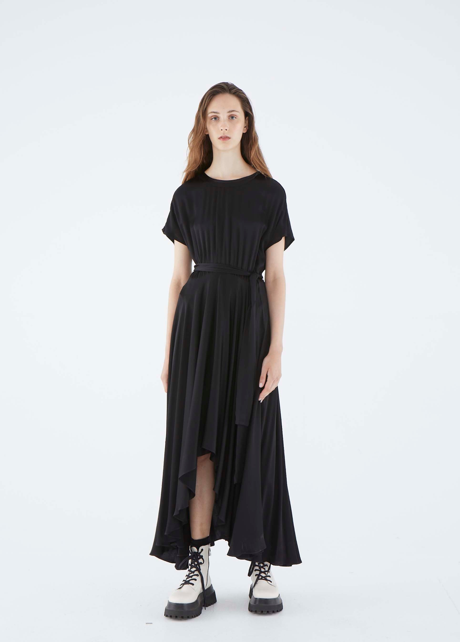 Roman Front Cut Black Maxi Dress. 1