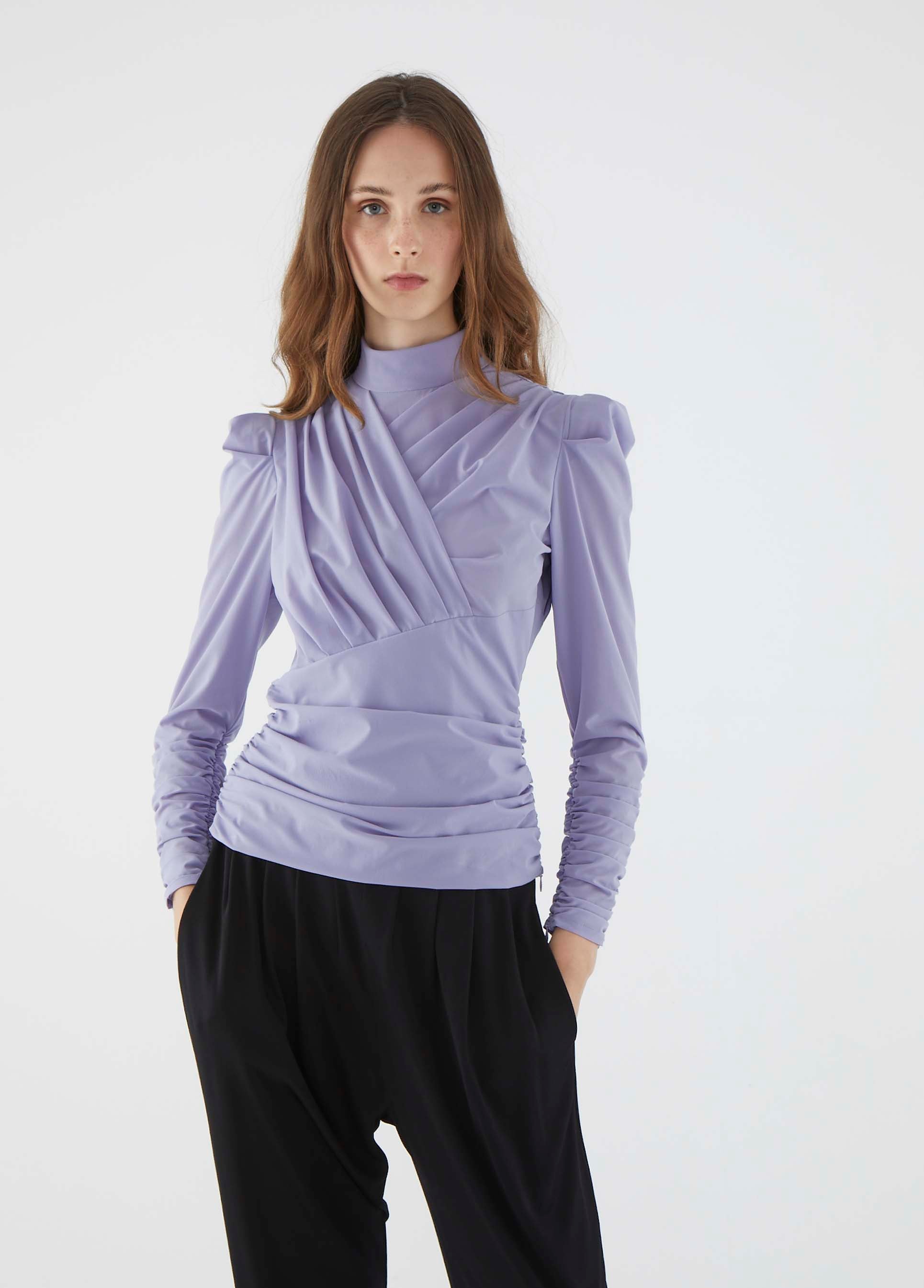 Roman Lilac Ruched Blouse. 2