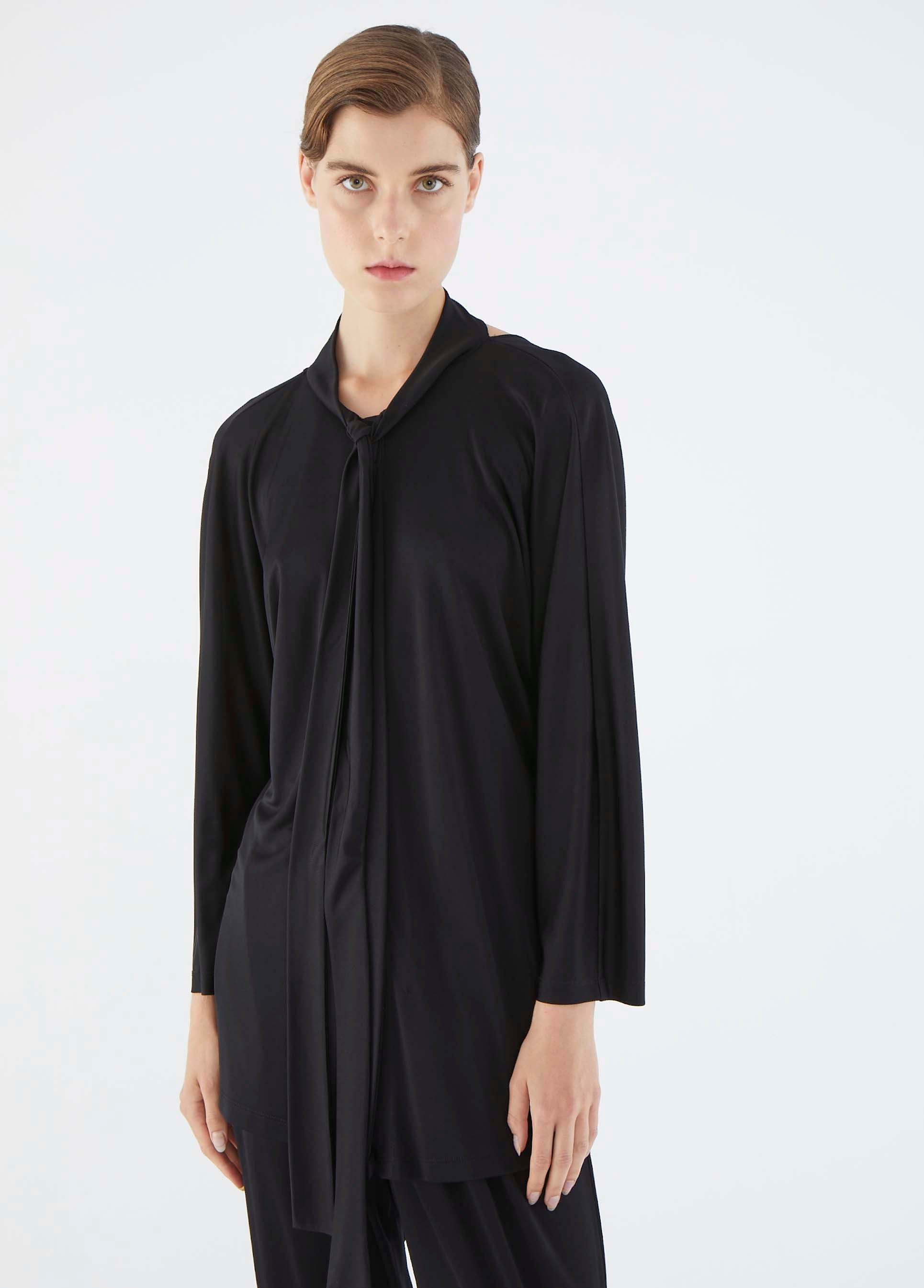 Roman Black Wrap Blouse. 1