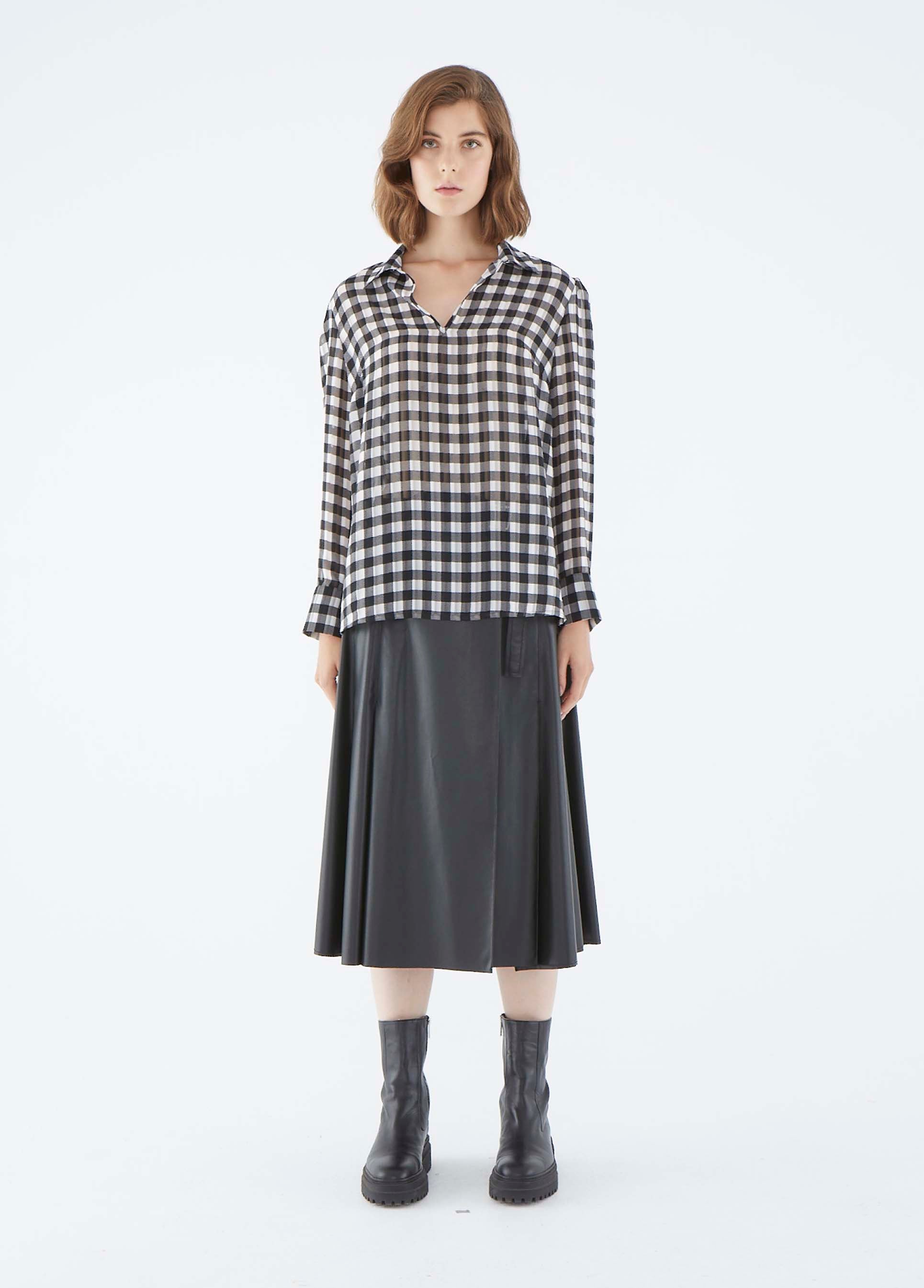 Roman Black Checked Blouse. 1