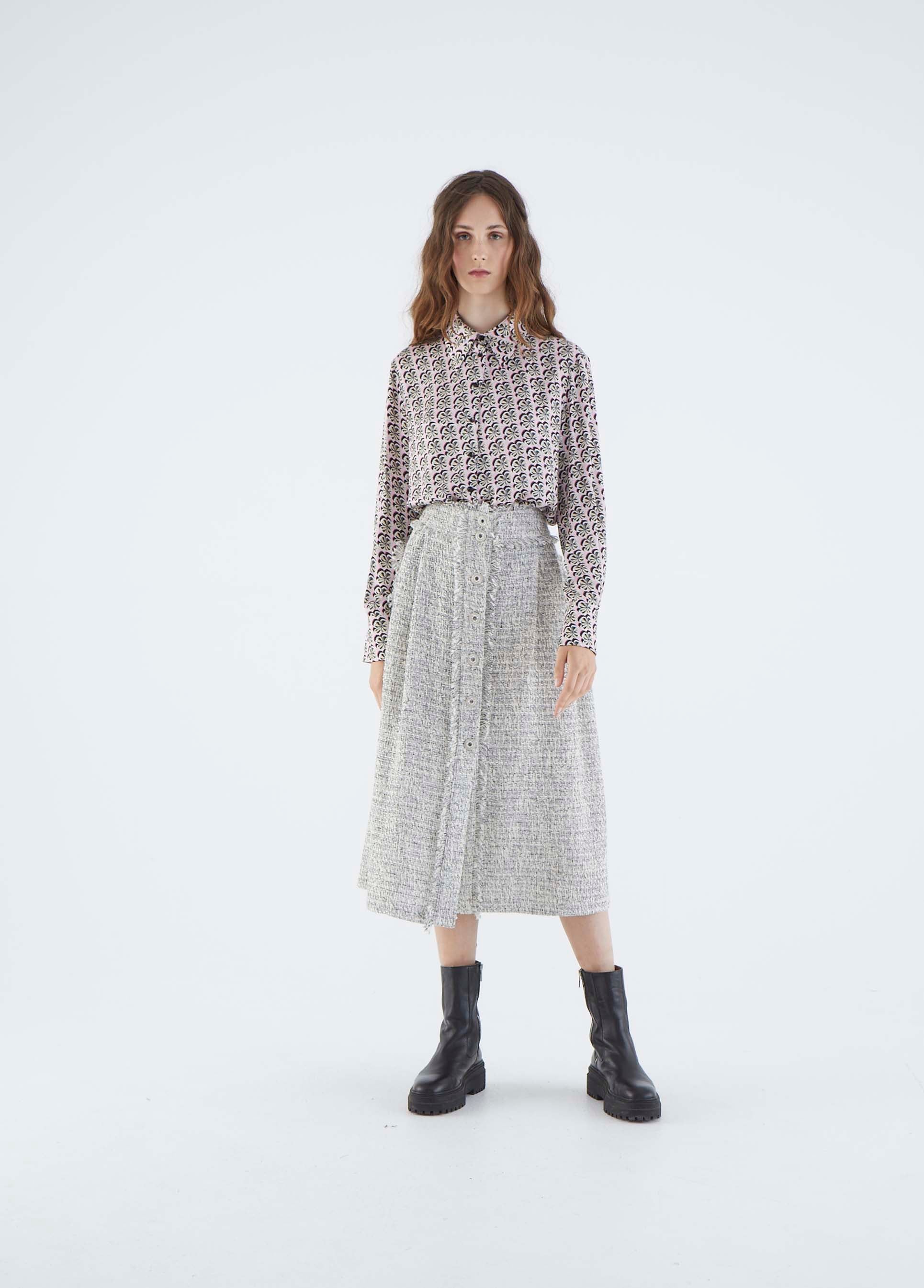 Roman Grey Tweed Midi Skirt. 2