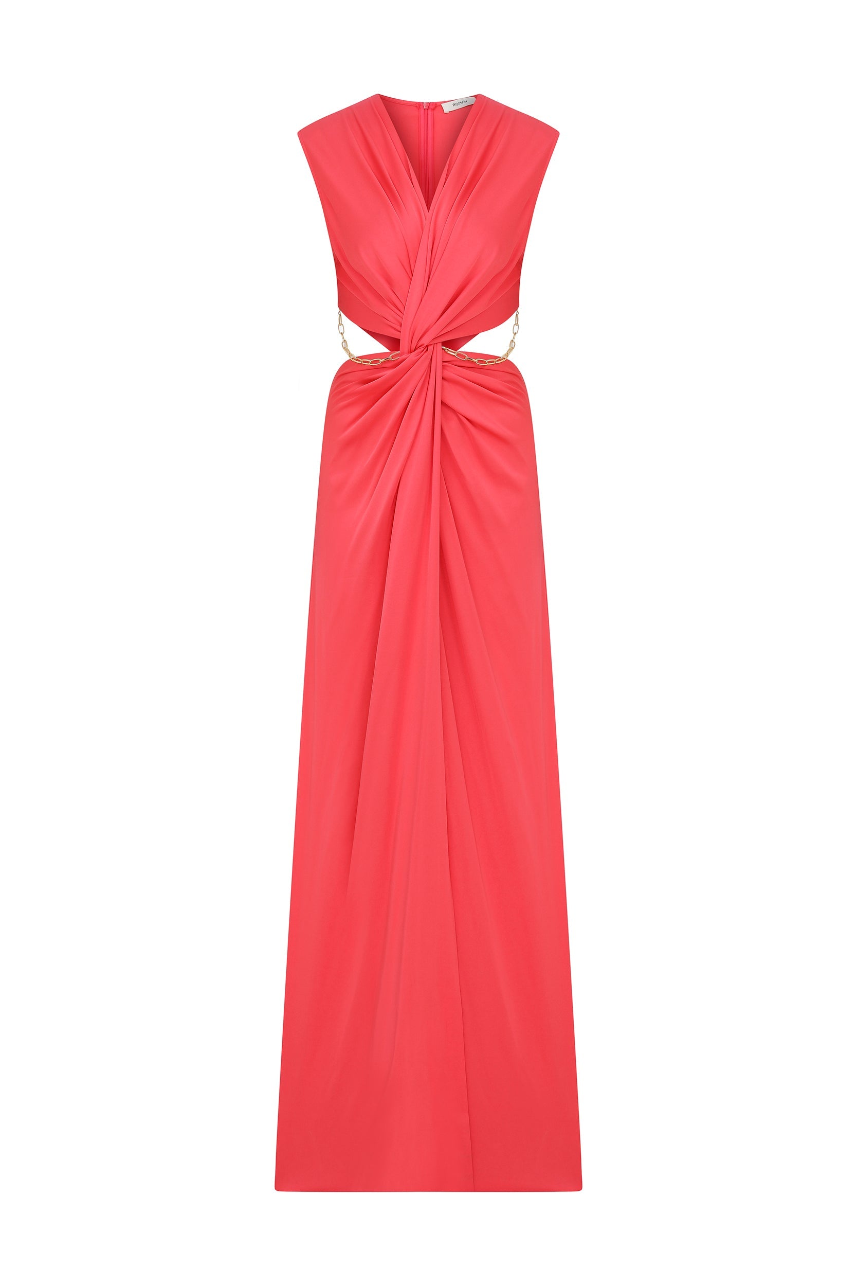 Roman Pink Chain Detailed Evening Dress. 2