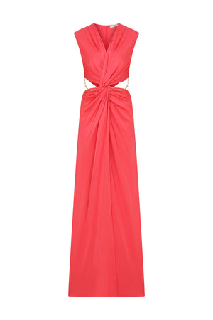 Roman Pink Chain Detailed Evening Dress. 1