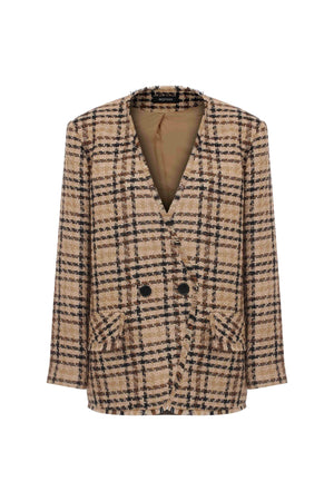 Roman Plaid Tweed Double Breasted Women's Jacket. 1