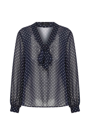 Roman Tie Detailed Polka Dot Sheer Blouse. 1