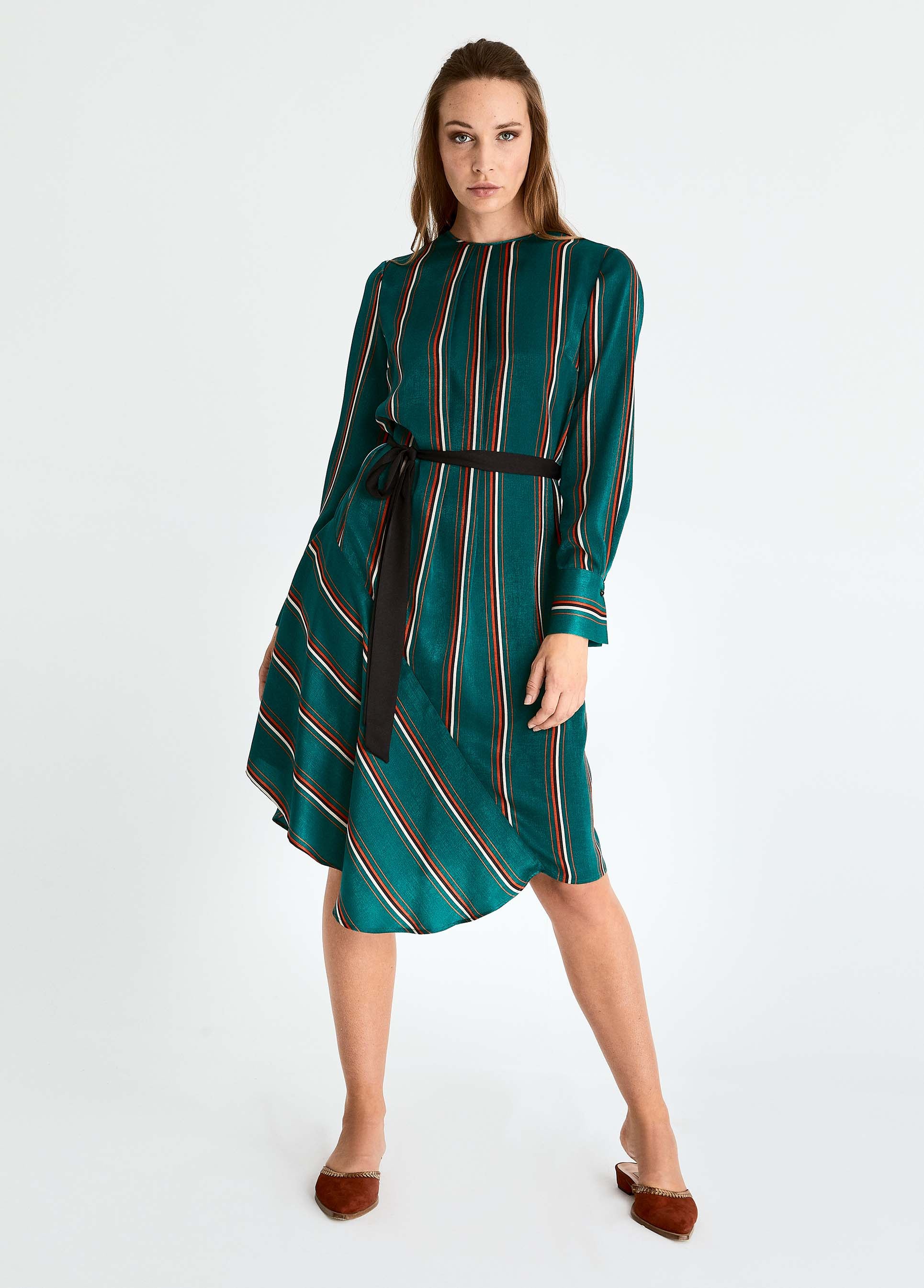 Roman Emerald Pattern-Block Dress. 2
