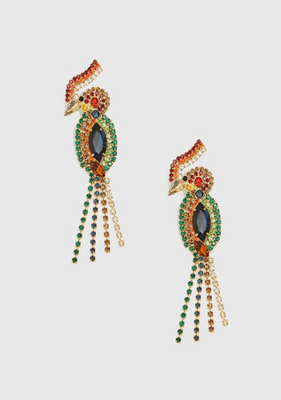 Roman Jeweled Parrot Statement Earring. 1