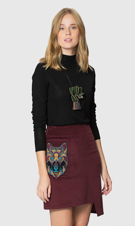 Roman Wolf Embroidered Mini Skirt. 4