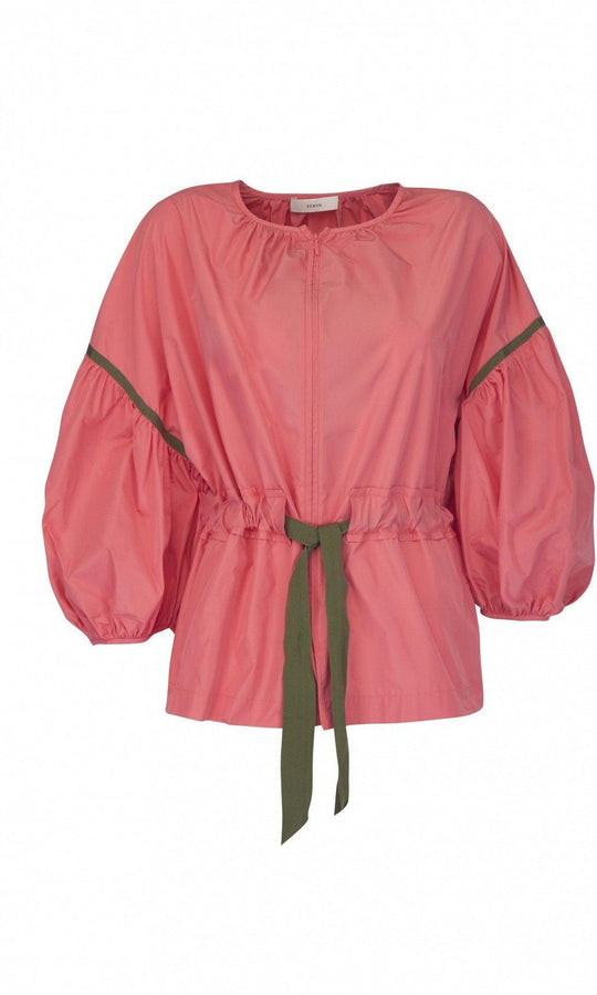 Roman Puffy Pink Belted Bomber. 1