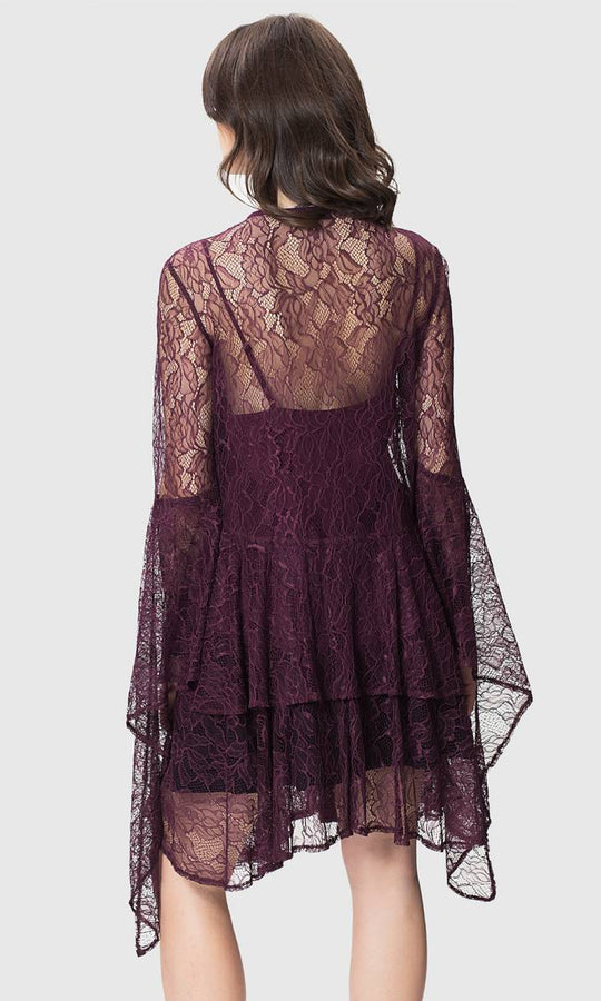 Roman Burgundy Lace Flare Sleeve Tunic. 2