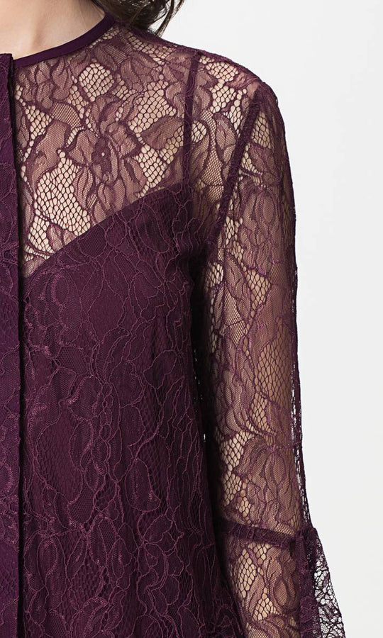 Roman Burgundy Lace Flare Sleeve Tunic. 3