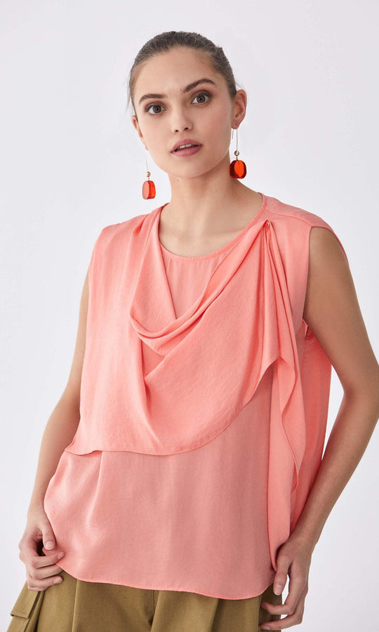 Roman Sleeveless Draped Panel Blouse. 1