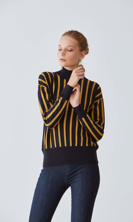 Roman Striped Turtleneck Sweater. 1