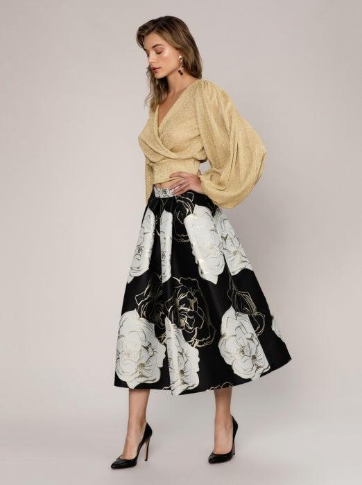 Roman FLORAL STRUCTURED FLARE SKIRT. 1