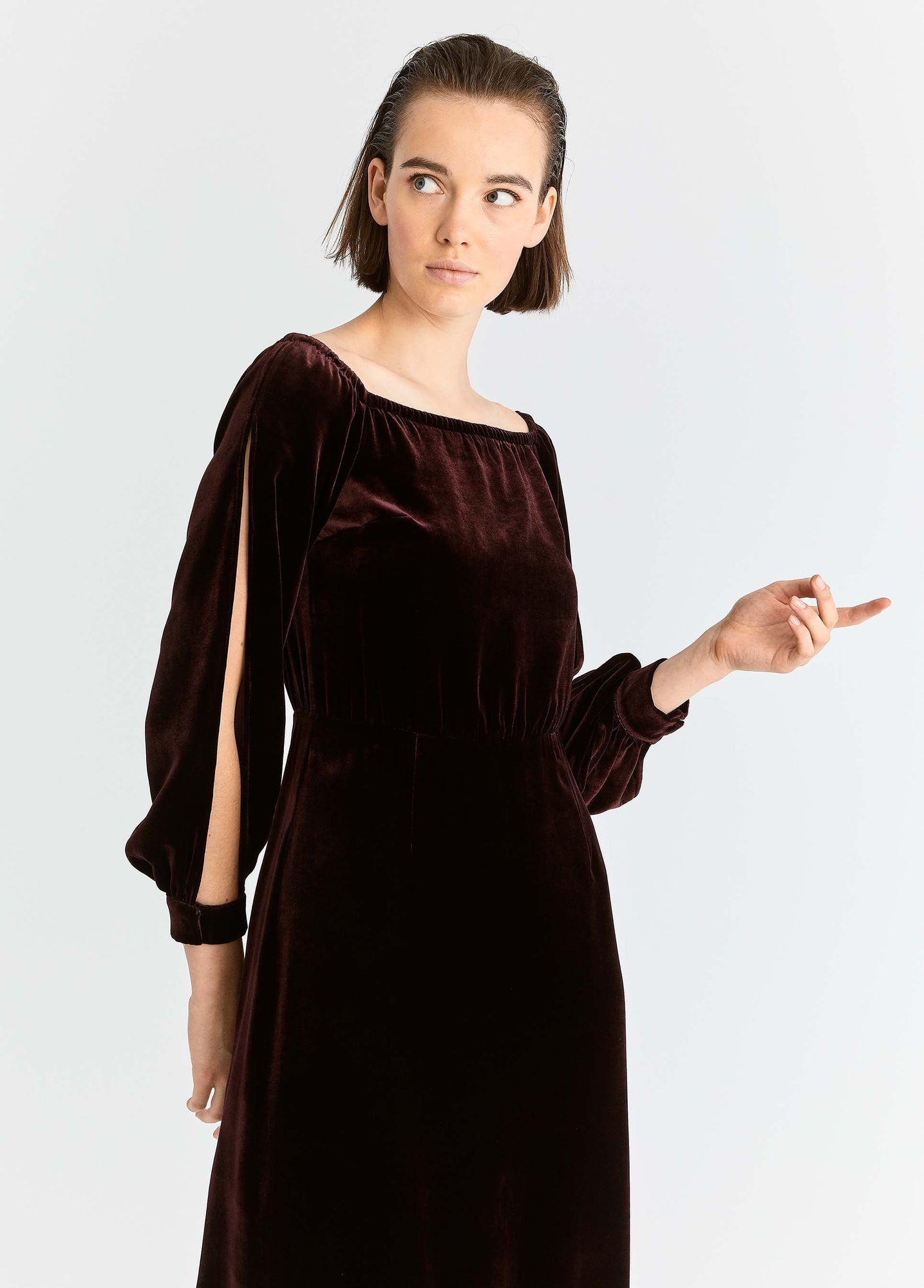 Slit-Sleeve Velour Gown | Shop Sophisticated Women's Clothing