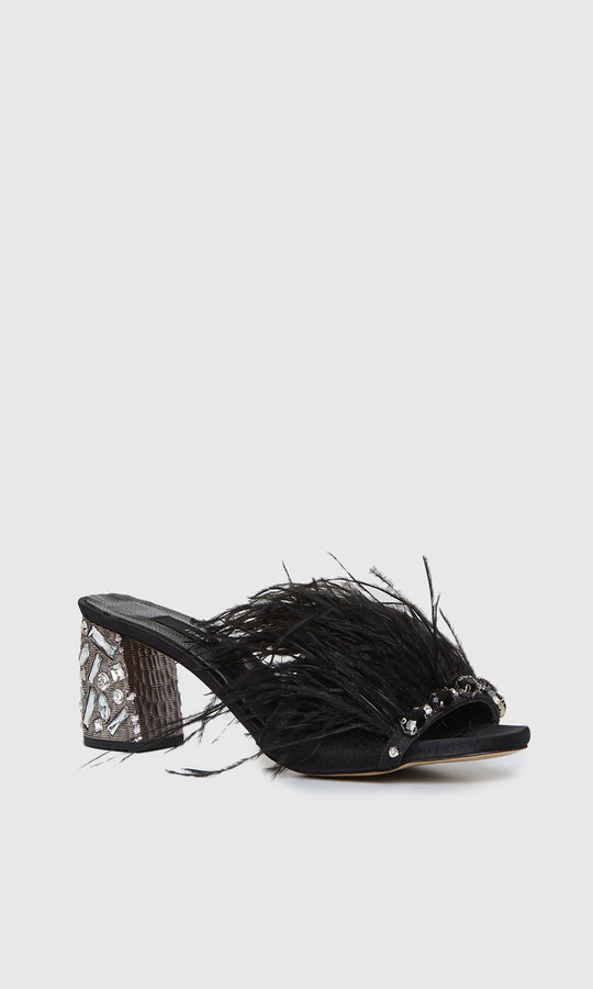 Roman BLACK FEATHER DETAILED SHOES. 1