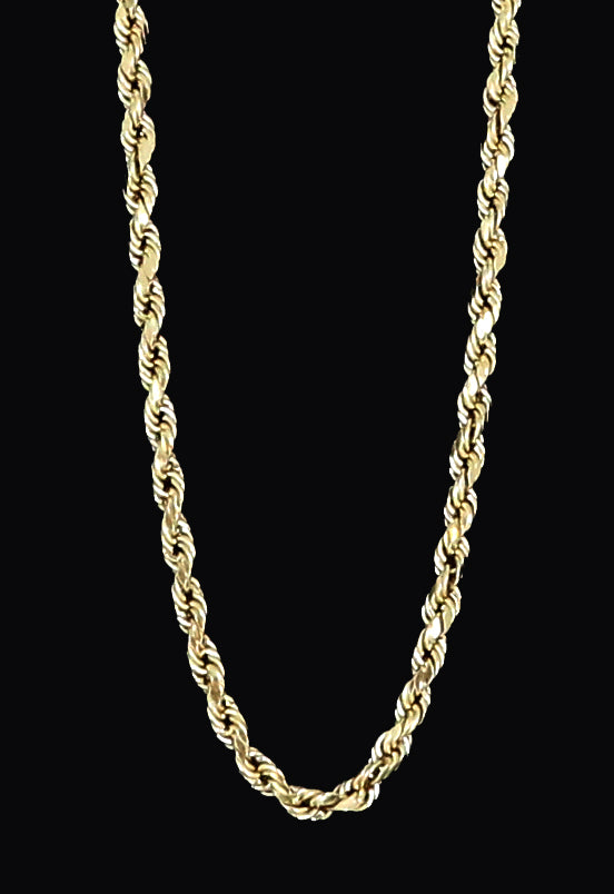 14K Real Yellow Gold Diamond Cut Rope Chain Solid For Men / Women