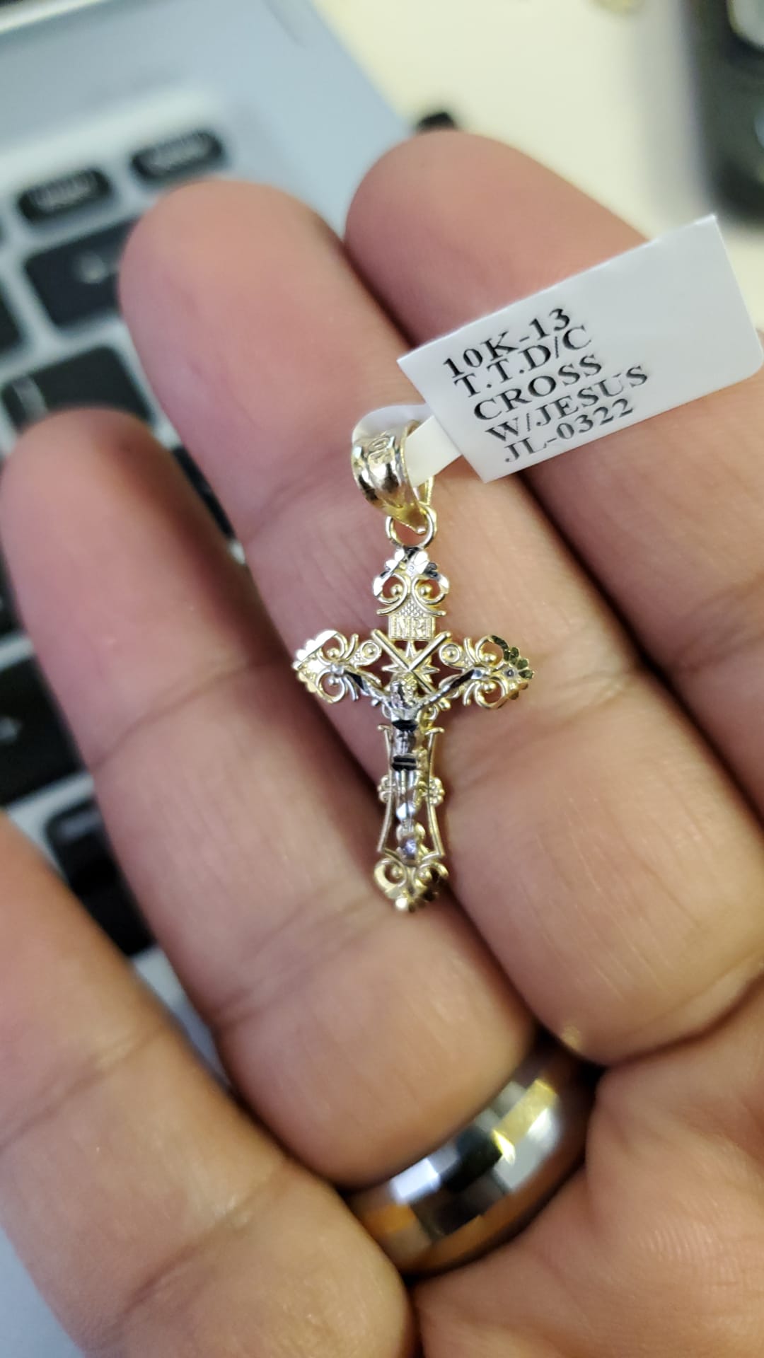 925 Sterling Silver Tube Crucifix Cross Pendant (Made in Italy