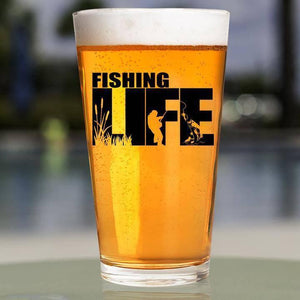 Lucky Shot USA - Pint Glass - Fishing Life Silhouette
