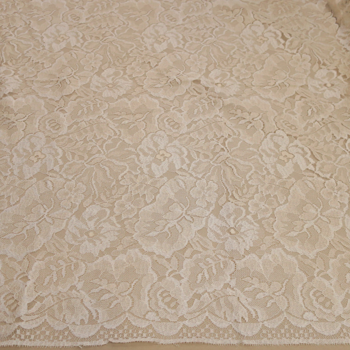 Off White and Ivory Embroidered Double Scalloped Lace | Rex Fabrics