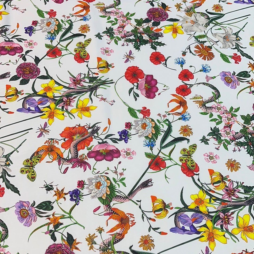 Abstract Floral Design on Light Ground Printed Fabric | Rex Fabrics